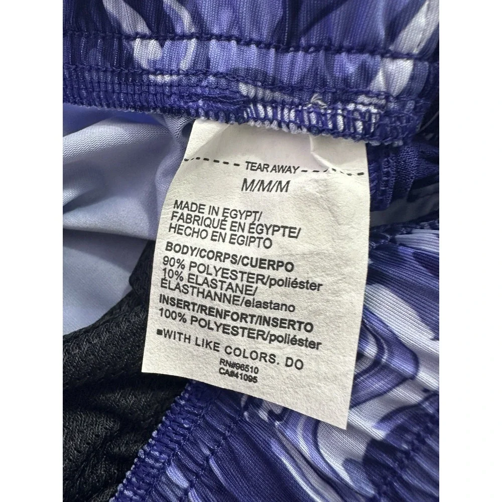 NWT $40 Under Armour UA Blue Wavy Print Poly Elastane Running Shorts Mens Size M